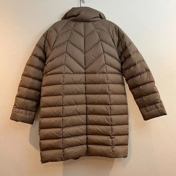 Bogner Chevron Quilted Winter Brown Down Long Designer Outdoor Puffer Coat 8 - Picture 5 of 12